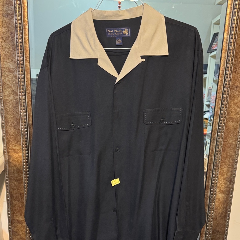 Nat Nast Black Shirt with Cream Collar